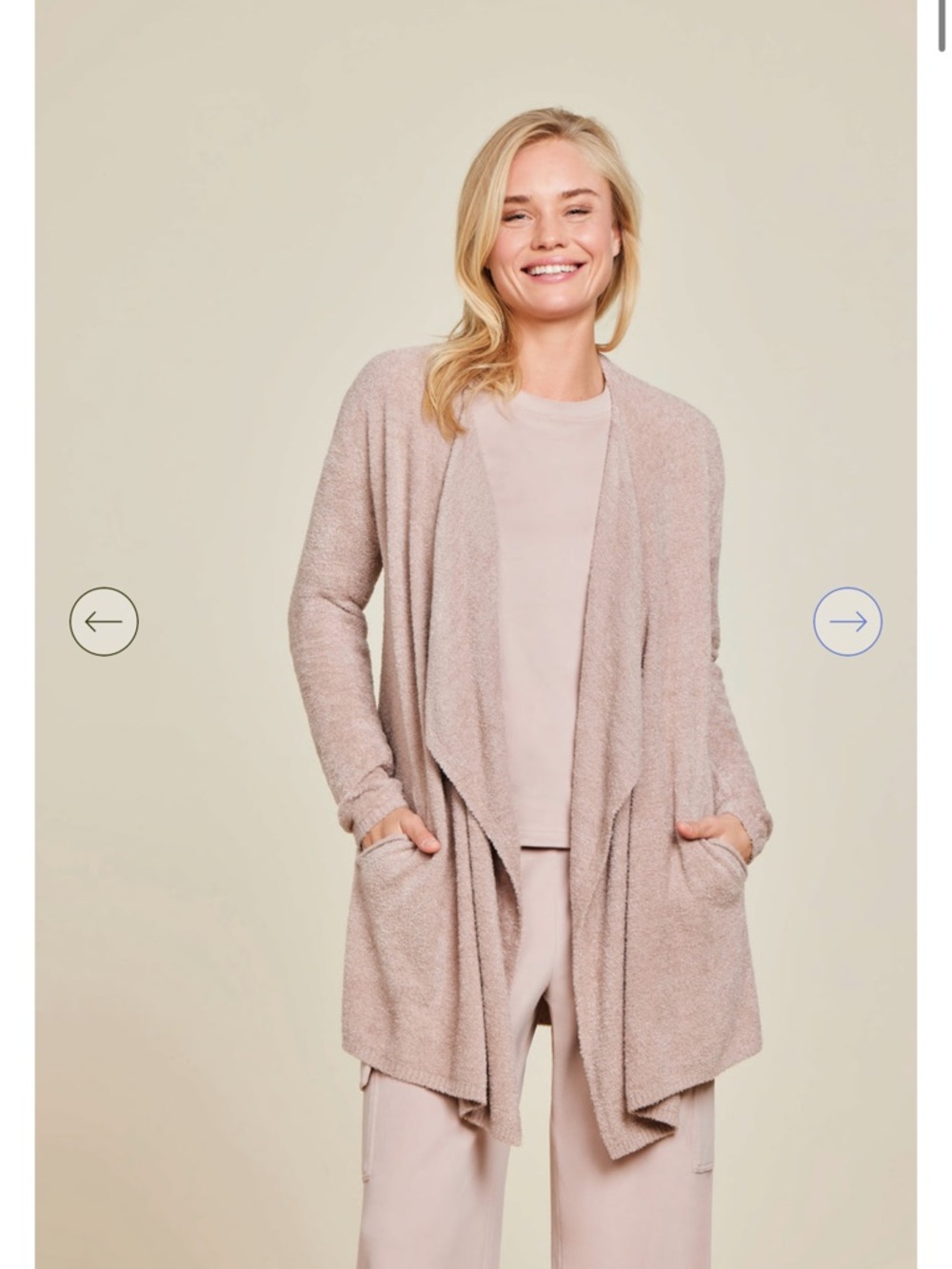 Barefoot Dreams Draped Open-Front Cardigan - sand